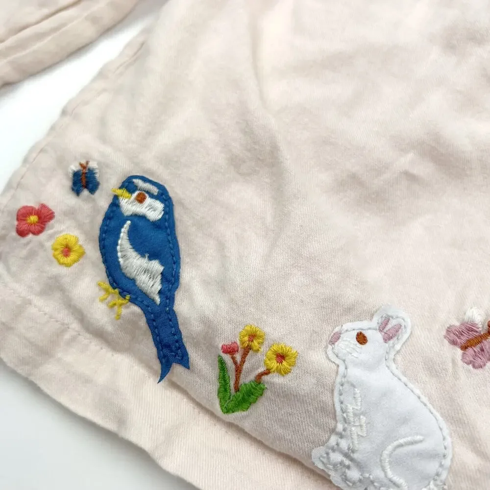 Baby Boden Cream Blouse with Animal Embroidery